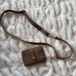 Save the Girls Brown Leather Crossbody Bag with phone clip
